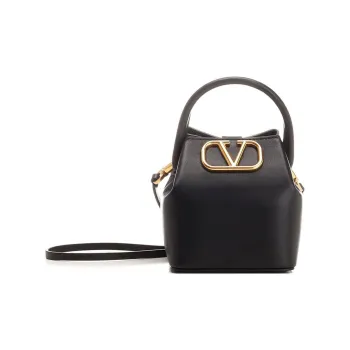Valentino Lambskin Bucket Bag, Shoulder Bag, Crossbody Bag, Handbag Regular Women's Black