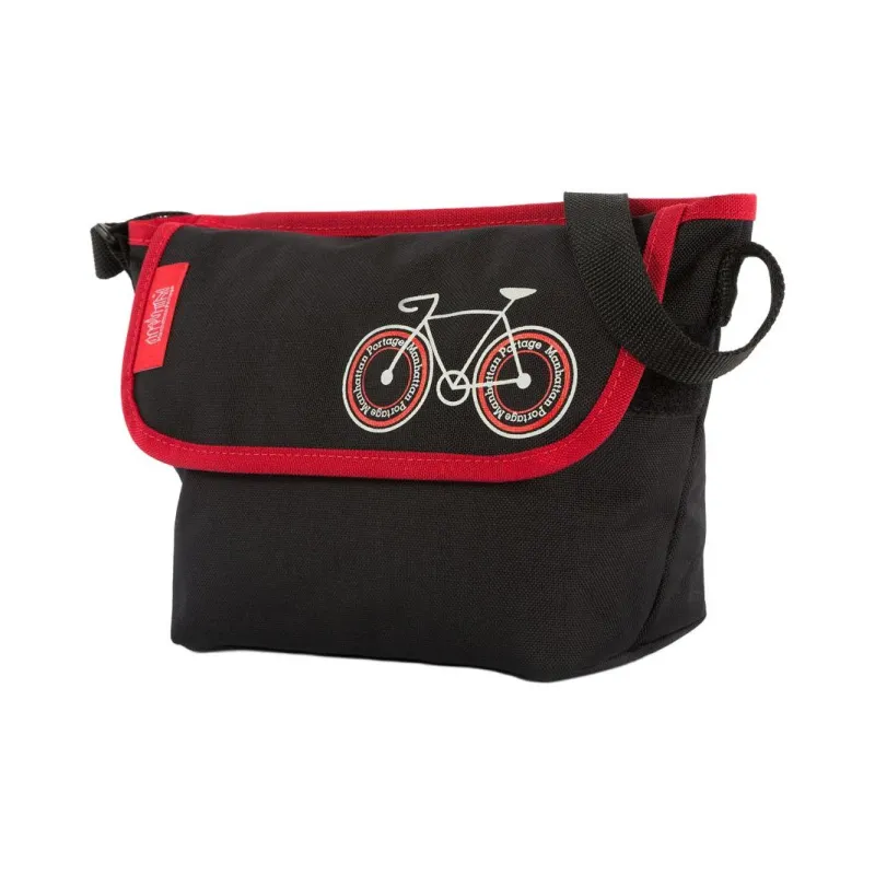 Manhattan Portage Nylon Messenger Bag Crossbody Bag Shoulder Bag Unisex Black & Red-1