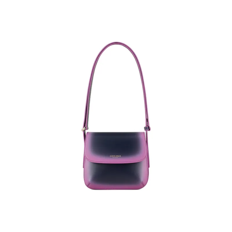 GIORGIO ARMANI Cow Leather Shoulder Bag Crossbody Bag Women's Navy Stacked Purple-0