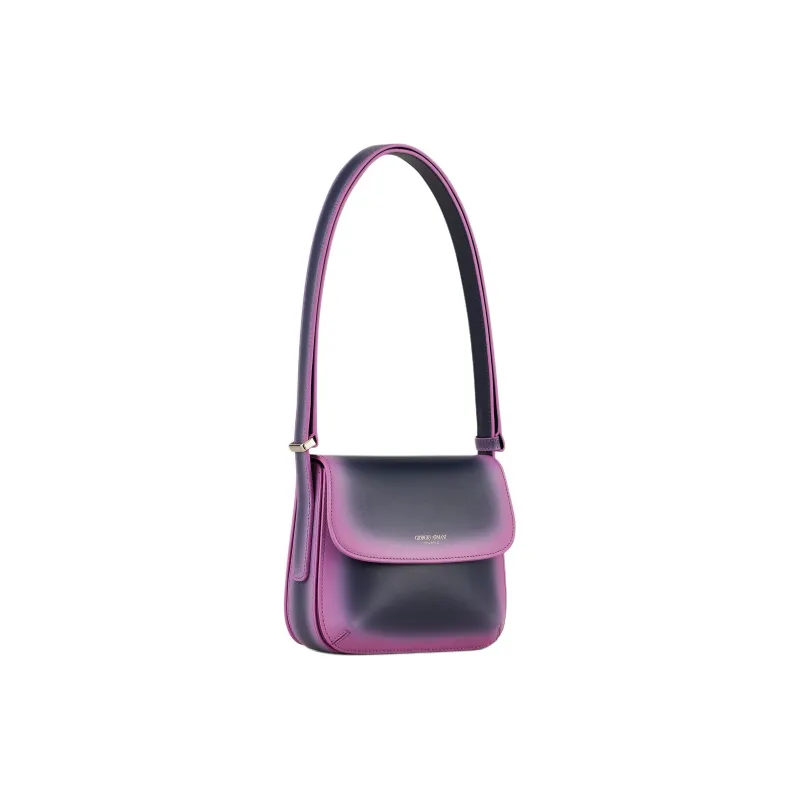 GIORGIO ARMANI Cow Leather Shoulder Bag Crossbody Bag Women's Navy Stacked Purple-1