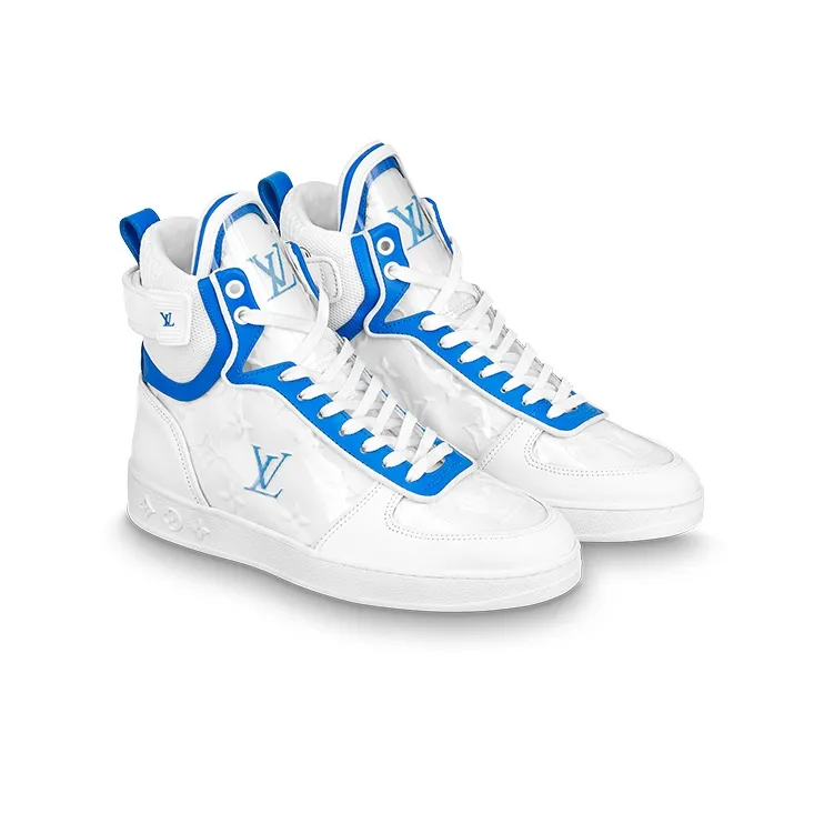 LOUIS VUITTON Boombox Ankle Sneakers 'White Blue' Women's-2