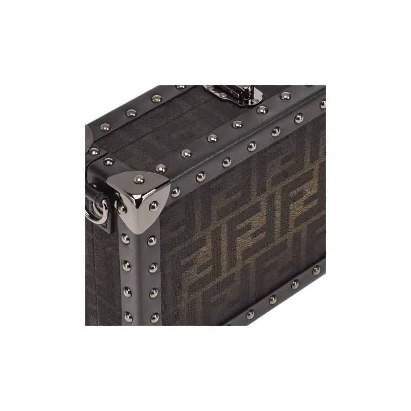 FENDI Fabric Box Bag Phone Case Shoulder Bag Crossbody Bag Men's Brown-4
