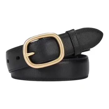 AUGTARLION Classic Minimalist Style Suit Trouser With Metal Buckle Leather Belts Women's Black/Coffee Width 2.3cm