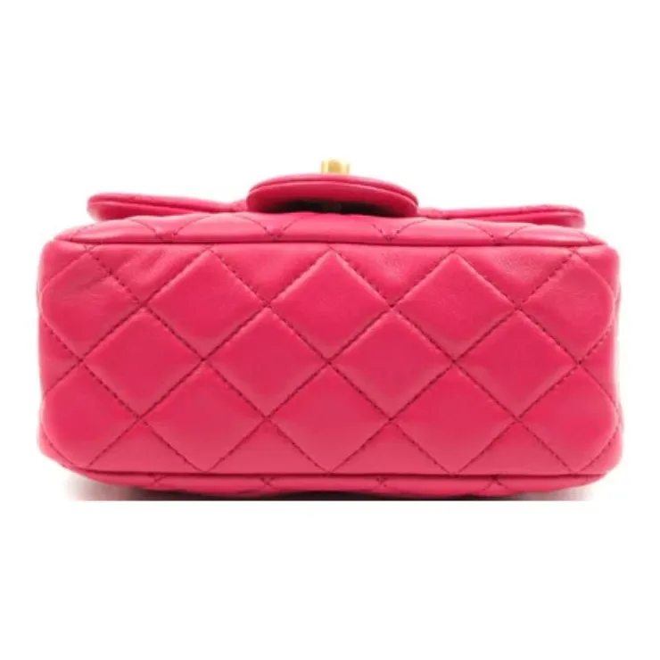 CHANEL Little Golden Ball Lambskin Flap Bag, Shoulder Bag, Crossbody Bag Mini Women's Rose Red & Deep Pink-5