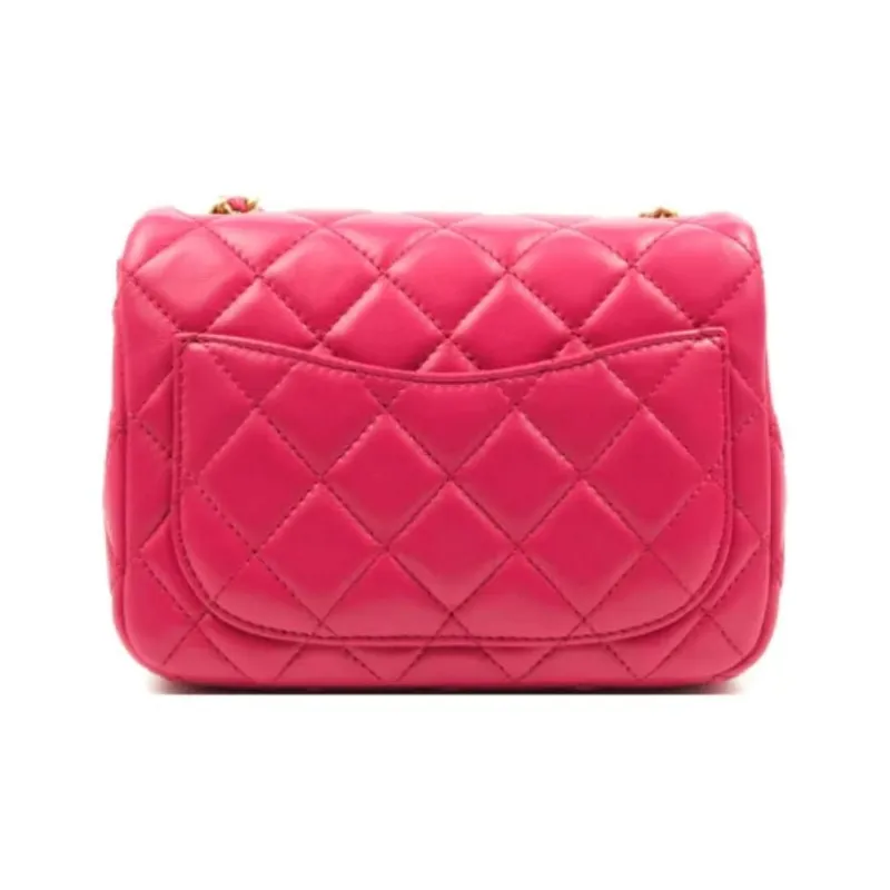CHANEL Little Golden Ball Lambskin Flap Bag, Shoulder Bag, Crossbody Bag Mini Women's Rose Red & Deep Pink-6