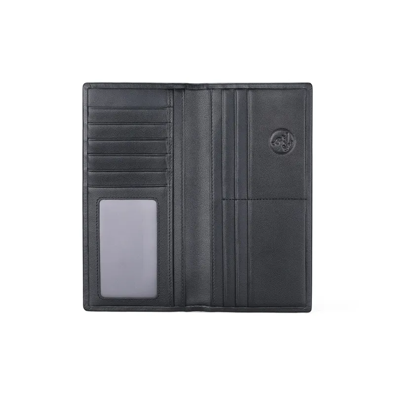 AUGTARLION Top Grain Cow Leather Multiple Card Slots Tech Style 3D Effect Line Design Wallet Men's Black-3