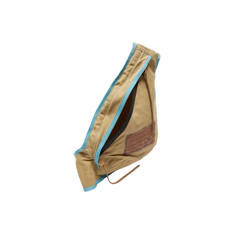 Acne Studios Coated Cotton Canvas One Shoulder Crossbody Sling Bags Women's Beige & Blue-2