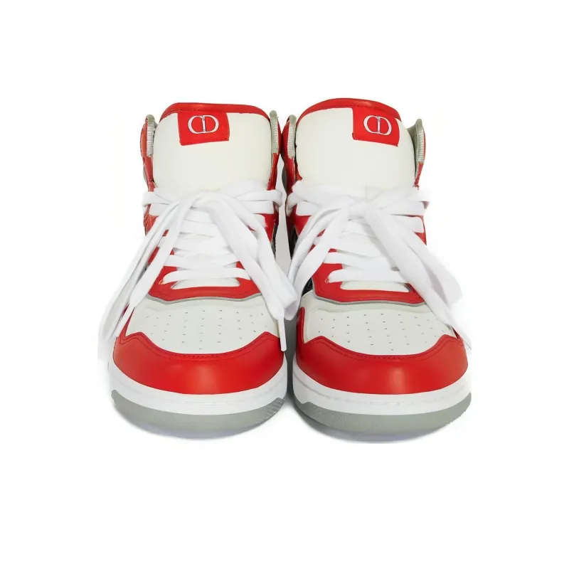 DIOR B27 High Red Gray And White Smooth Calfskin With Beige And Black DIOR Oblique Jacquard-2