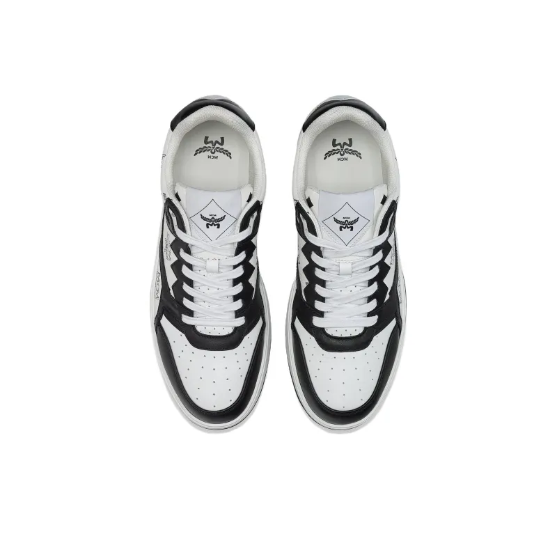 MCM Visetos Low Top Skateboard Shoes Men's Black White-2