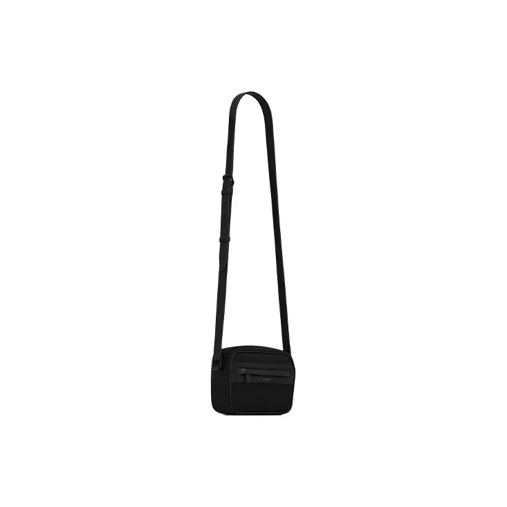 SAINT LAURENT Camp Camera Bag In Nylon And Lambskin Small Black-2