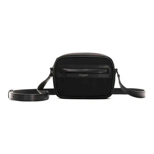 SAINT LAURENT Camp Camera Bag In Nylon And Lambskin Small Black