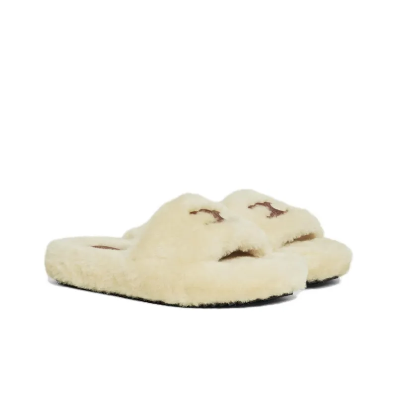 CELINE Triomphe Rubber Sole Slip Resistant Slide Slippers Women's Yellow-3