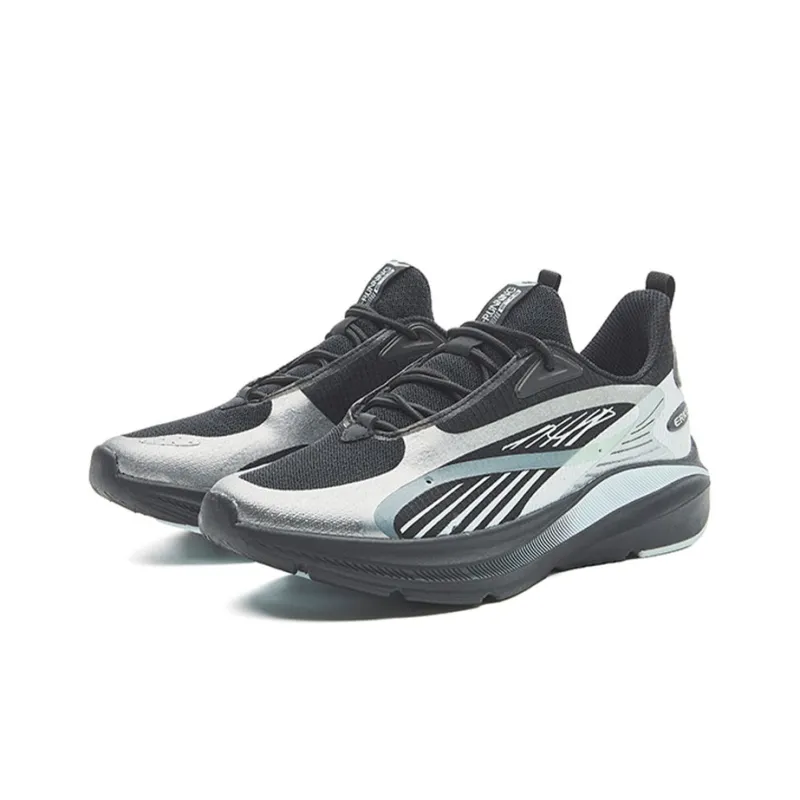 Erke Cushioning Anti Slip Wear Resistant Breathability Low Top Casual Running Shoes Women's Black Blue-2