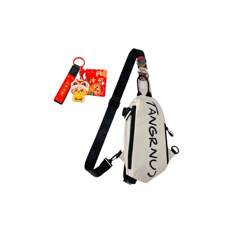 Techson Nylon Fabric Sling Bag Regular Unisex Black/White-4