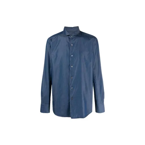 Canali Spread-collar Cotton-blend Shirt