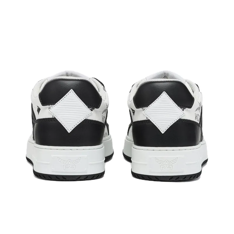 MCM Visetos Low Top Skateboard Shoes Men's Black White-3