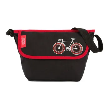 Manhattan Portage Nylon Messenger Bag Crossbody Bag Shoulder Bag Unisex Black & Red