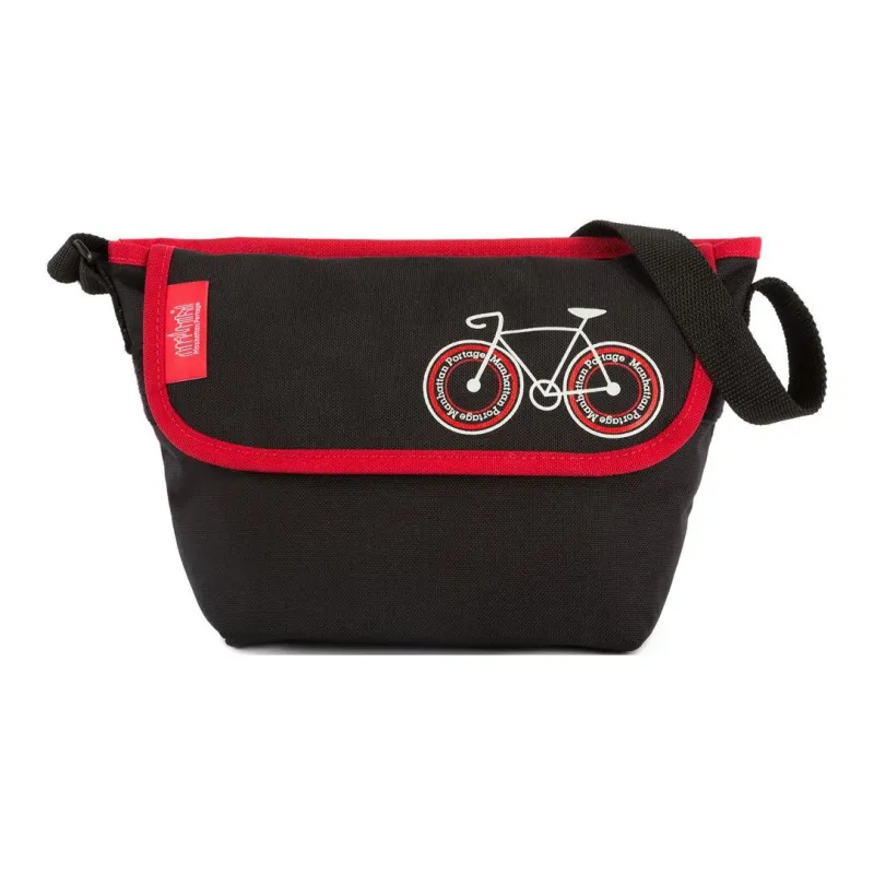 Manhattan Portage Nylon Messenger Bag Crossbody Bag Shoulder Bag Unisex Black & Red-0