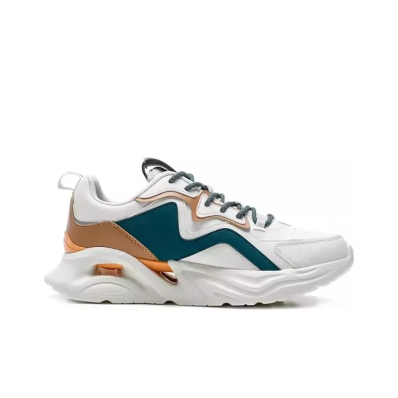 QIAODAN Anti Slip Wear Resistant Low Top Running Shoes Men's White Blue-1