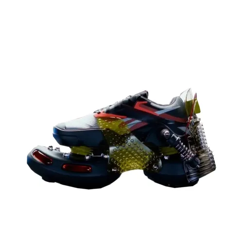 Reebok Cushioning Anti-Slip And Wear-Resistant High-Top Training Shoes Men's Black Red Blue