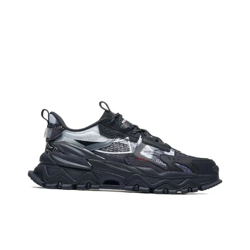 XTEP Shanhai Collection Anti Slip Wear Resistant Low Top Chunky Sneakers Men's Black Gray-1