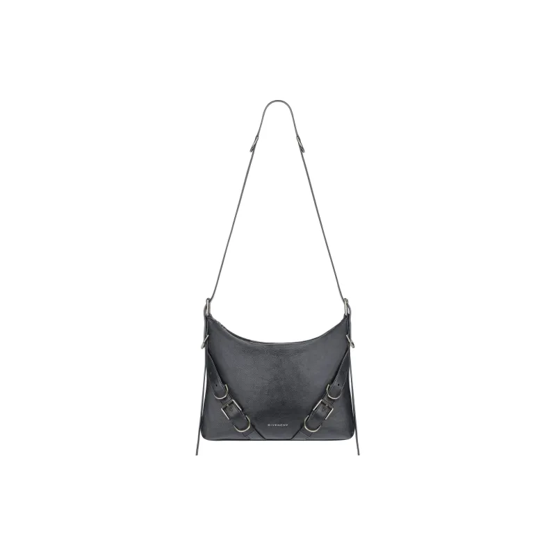 Givenchy Voyou Shiny Grained Cow Leather Shoulder Bag Crossbody Bag Men's Dark Gray-0