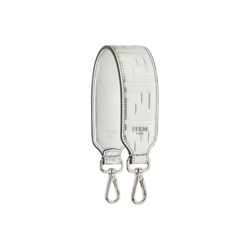 FENDI Calfskin Shoulder Strap Bag Straps Mini Women's Silver-0