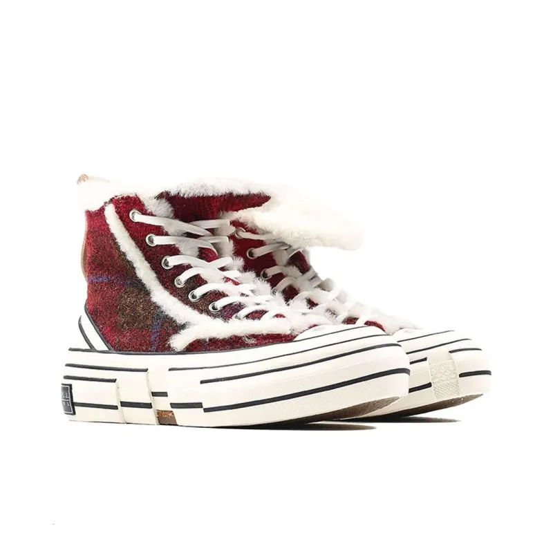 VESSEL G.O.P. Winter Highs Cherry Red Non slip Lightweight High Top Skateboard Shoes Women's Red White-3