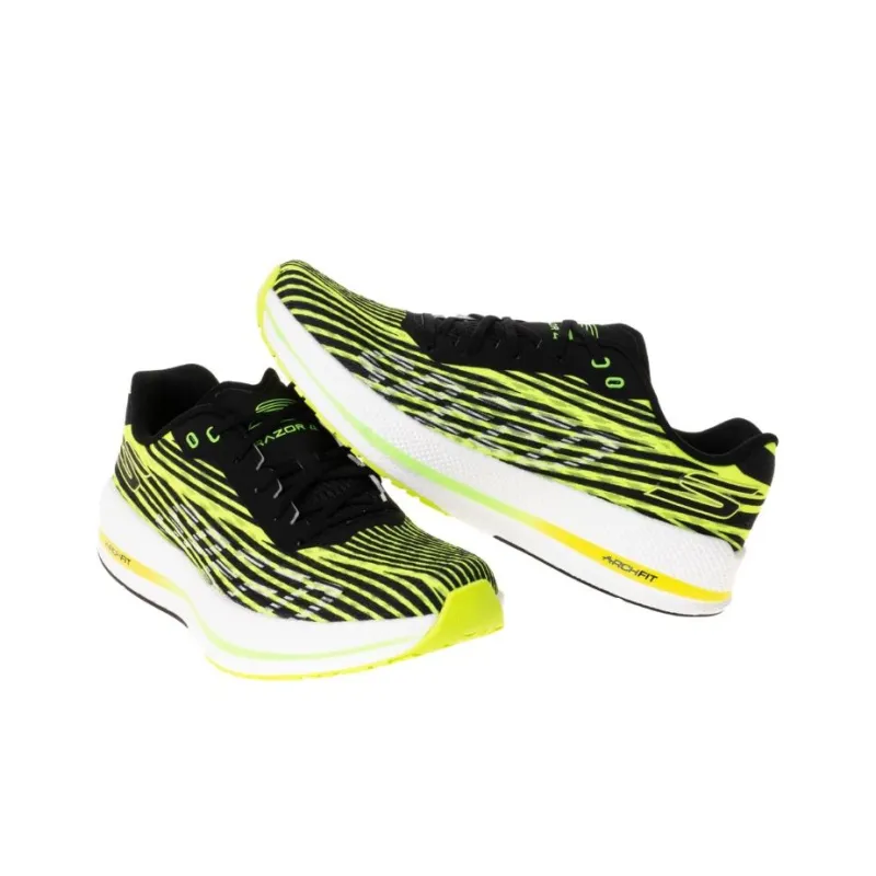 Skechers Go Run Razor 4 Anti Slip Wear Resistant Low Top Running Shoes Men's Black Yellow-3
