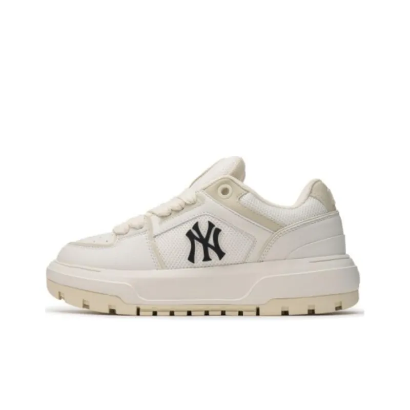 MLB Chunky Liner Anti Slip Wear Resistant Low Top Casual Shoes Unisex White Beige-0
