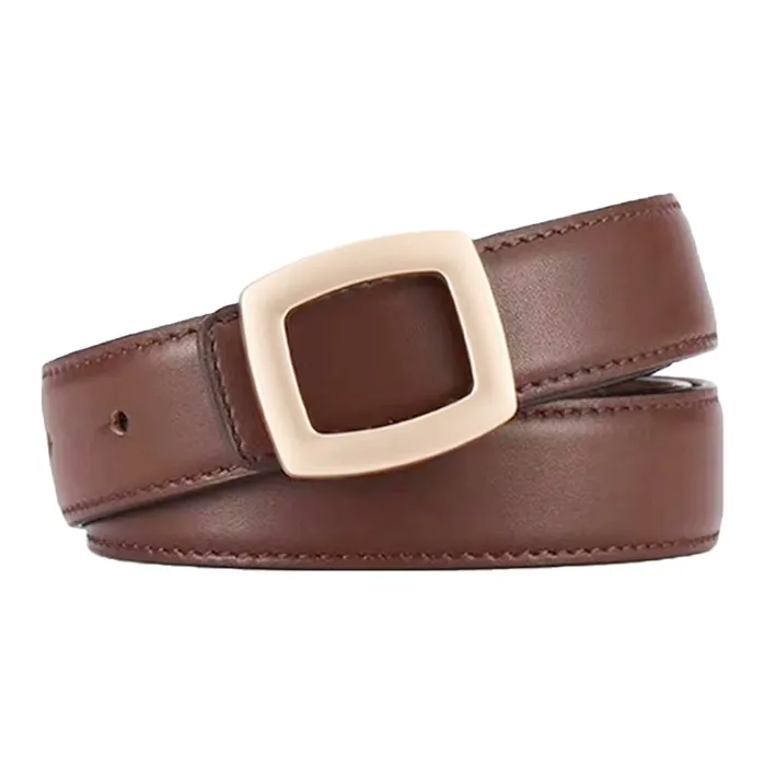 AUGTARLION Minimalist Style Convenient Square Buckle Elegance Slim Waist Leather Belts Women's Brown/Black Width 2.8cm-5