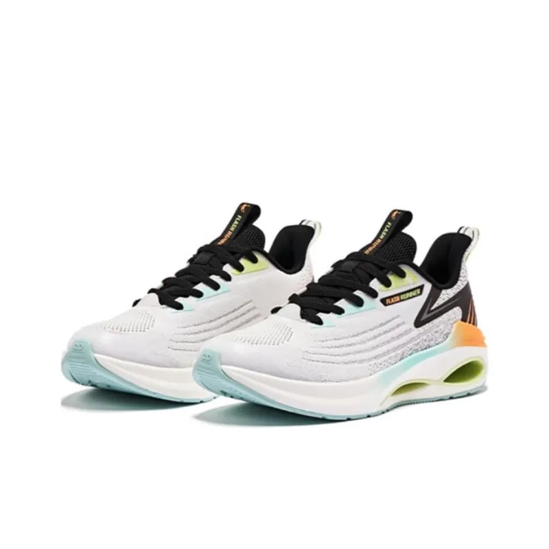 QIAODAN Shock Absorbers With Slip Resistant Features Low Top Running Shoes Men's White Blue-2