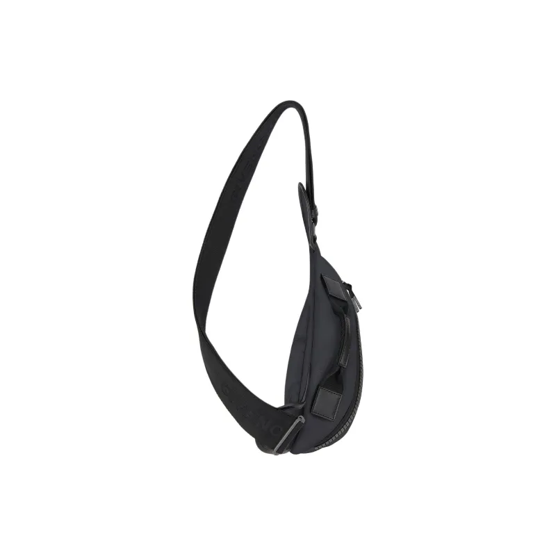GIVENCHY G Zip Fabric Triangle Bag, One Shoulder Crossbody, Fanny Pack Trumpets Men's Black-1