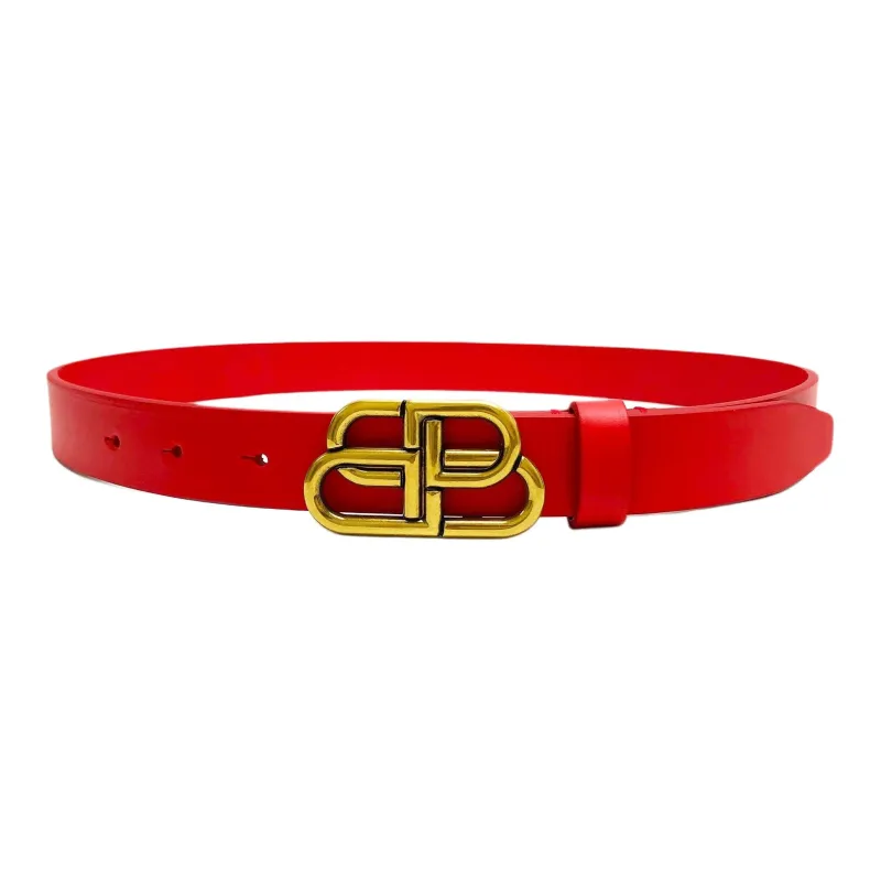 Balenciaga Leather Leather Belts Unisex Red Width: 2.5CM-1