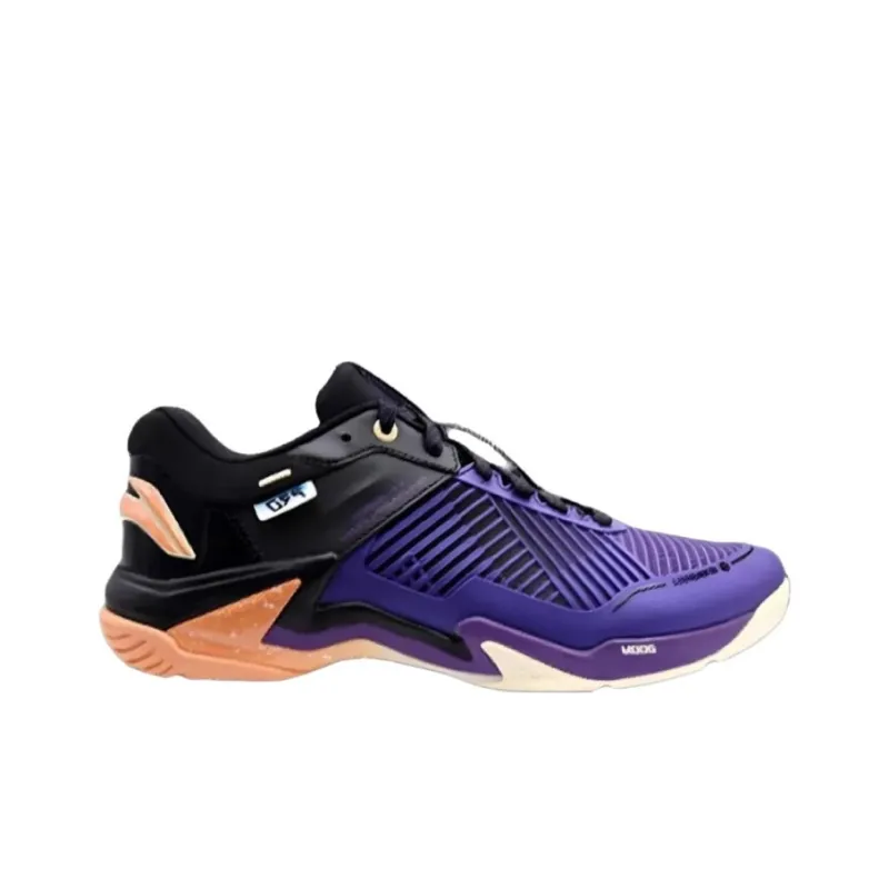 LiNing Pro Cushioned Slip Resistant Abrasion Resistant Low Top Badminton Shoes Unisex Purple Black-1