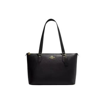COACH Gallery Cross Grain Leather Tote Bag, Shopping Bag, Shoulder Bag, Handbag Tubas Women's Black