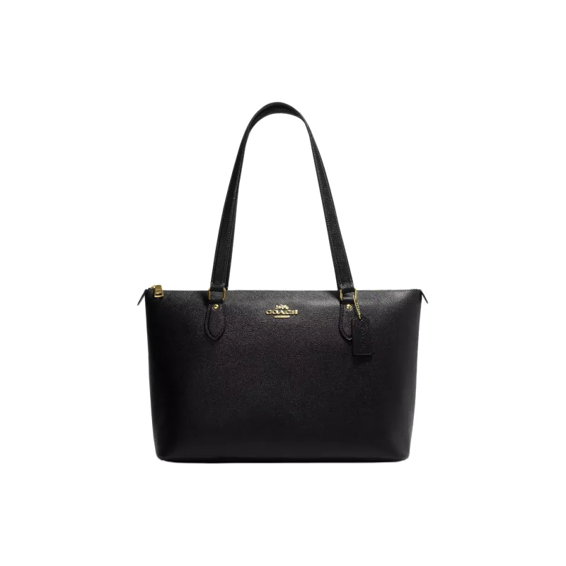 COACH Gallery Cross Grain Leather Tote Bag, Shopping Bag, Shoulder Bag, Handbag Tubas Women's Black-0