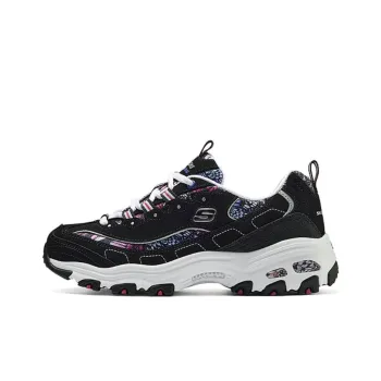 Skechers DLITES Cushioned Slip Resistant Breathable Support Lightweight Low Top Chunky Sneakers Women's Black