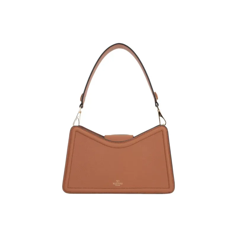 Valentino Vlogo Grained Calfskin Portable Crossbody Bag Shoulder Bag Women's Brown-2
