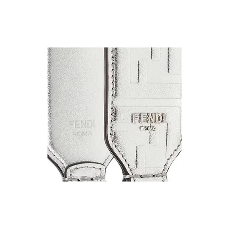 FENDI Calfskin Shoulder Strap Bag Straps Mini Women's Silver-1