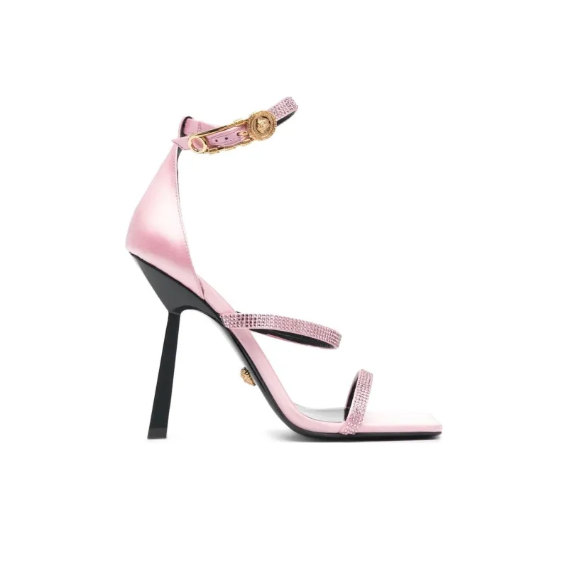VERSACE Crystal Safety Pin 95mm Sandals-1