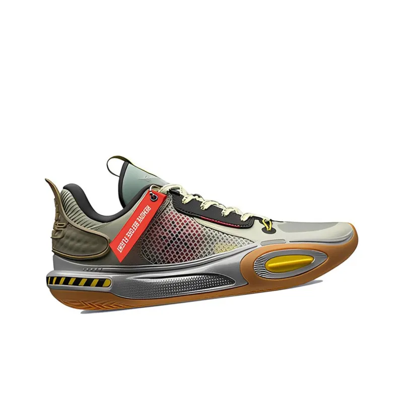 LiNing All City 11 Warning Cushioning Anti Slip And Wear Resistant Low Top Basketball Shoes Men's Cyan Yellow-1