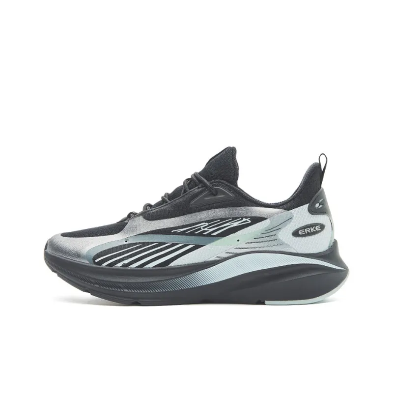 Erke Cushioning Anti Slip Wear Resistant Breathability Low Top Casual Running Shoes Women's Black Blue-0