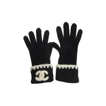 CHANEL   Knit Gloves Women's Black