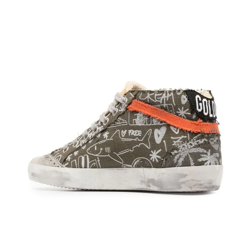 Golden Goose Mid Star Lettering Print High-top Sneakers-3