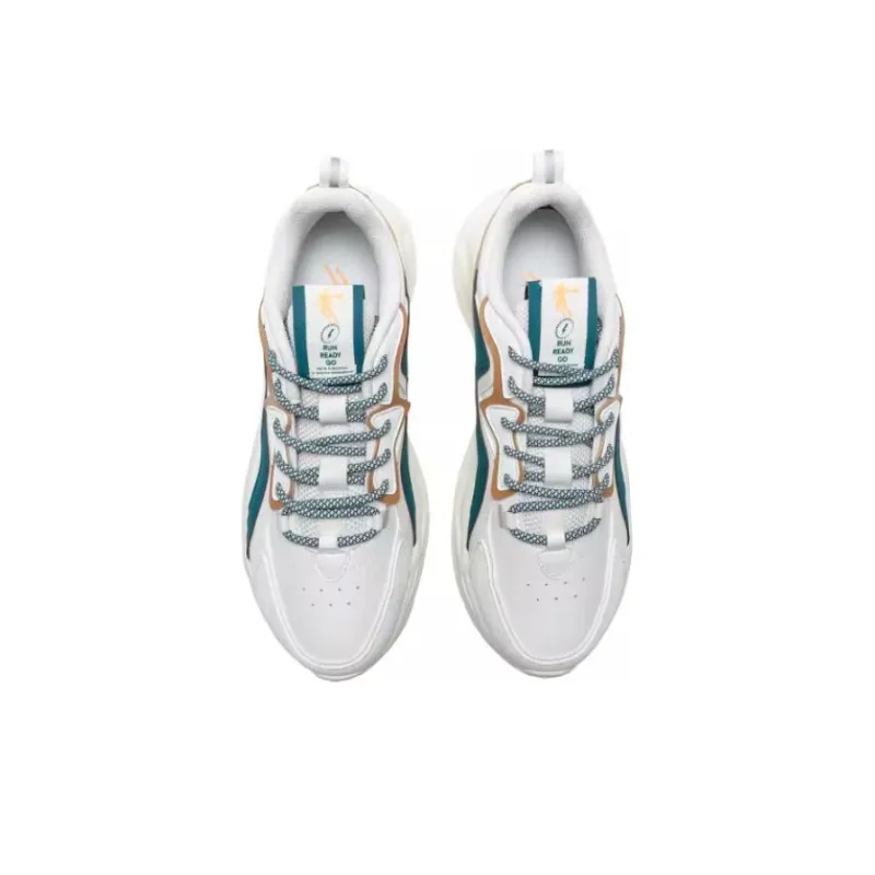 QIAODAN Anti Slip Wear Resistant Low Top Running Shoes Men's White Blue-2