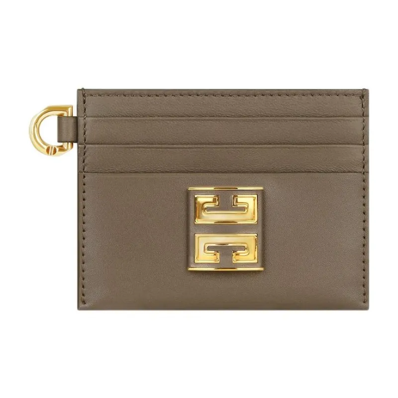 GIVENCHY 4G Cow Leather Card Clip Card Holder Women's Taupe-0