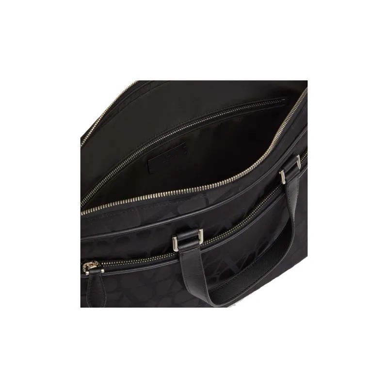 Valentino Calfskin Detail Briefcase, Shoulder Bag, Crossbody Bag, Handbag Men's Black-5