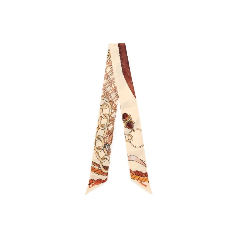 Chloe Silk Scarves Women's Beige-0