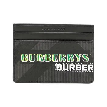 Burberry Card Holder Graffiti Logo 4 Card Slot Black/Green